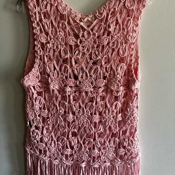 POL Pink Crochet Fringe Tank - Picture 2 of 6